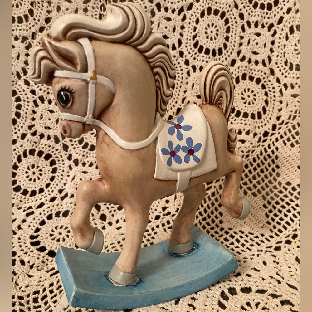 Brown and Tan Rocking Horse Ceramic Mold Figure